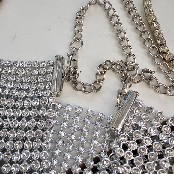 Silver Crystal Chain Tank Top Glitter Metal Mesh top - Picture 7 of 10